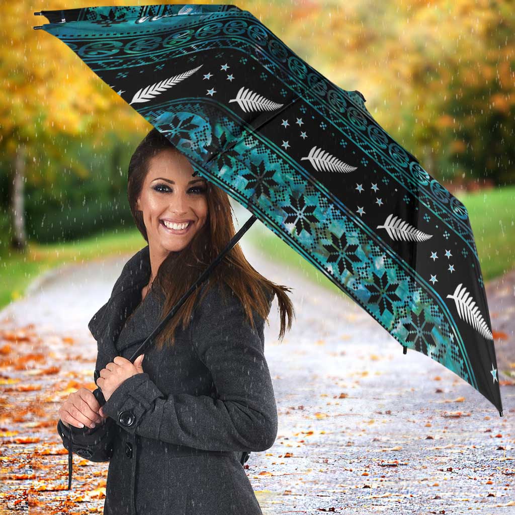 New Zealand Darts Christmas Umbrella Merry Xmas Aotearoa Maori Paua Shell - Aussie Hoodie