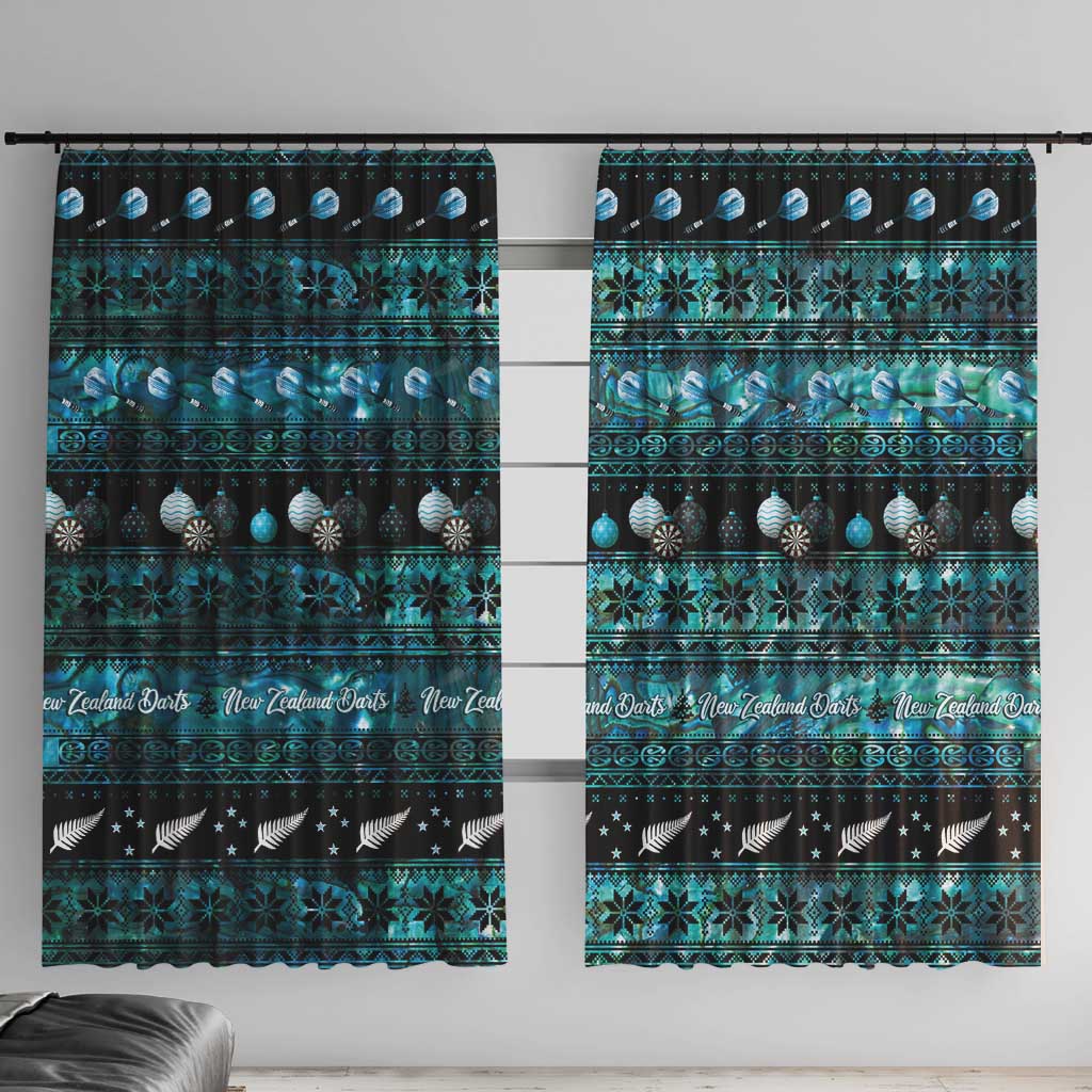 New Zealand Darts Christmas Window Curtain Merry Xmas Aotearoa Maori Paua Shell - Aussie Hoodie