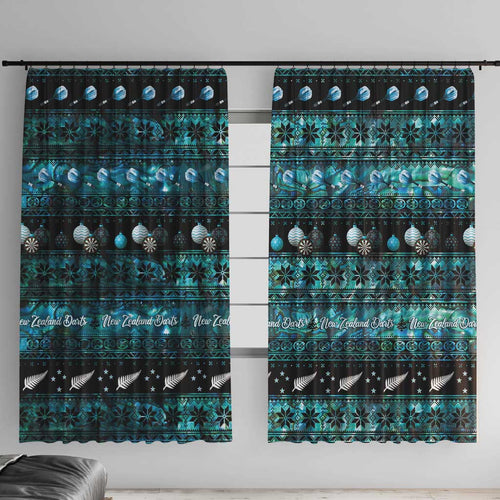 New Zealand Darts Christmas Window Curtain Merry Xmas Aotearoa Maori Paua Shell - Aussie Hoodie