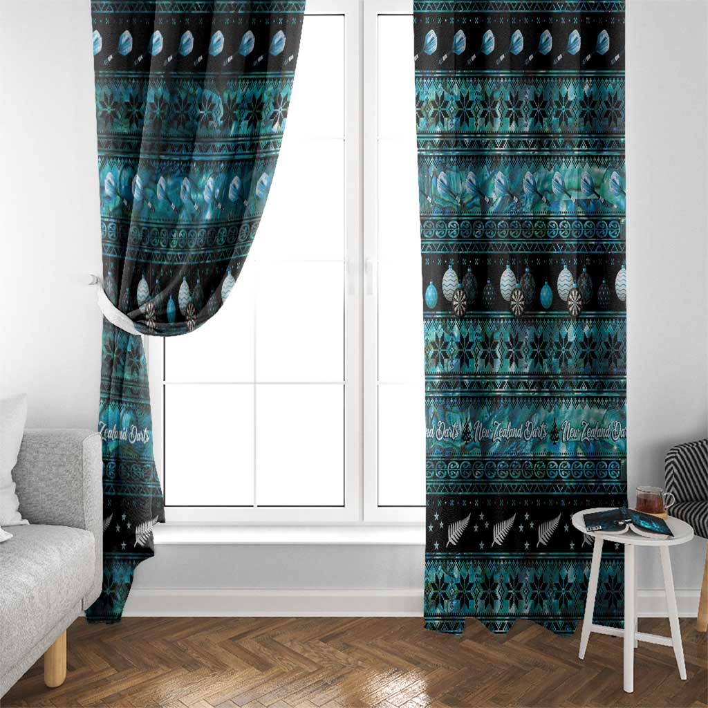 New Zealand Darts Christmas Window Curtain Merry Xmas Aotearoa Maori Paua Shell - Aussie Hoodie