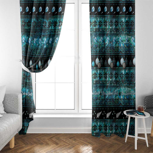 New Zealand Darts Christmas Window Curtain Merry Xmas Aotearoa Maori Paua Shell - Aussie Hoodie