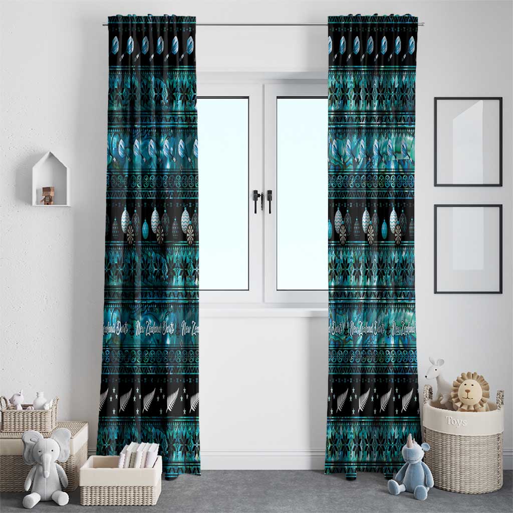 New Zealand Darts Christmas Window Curtain Merry Xmas Aotearoa Maori Paua Shell - Aussie Hoodie