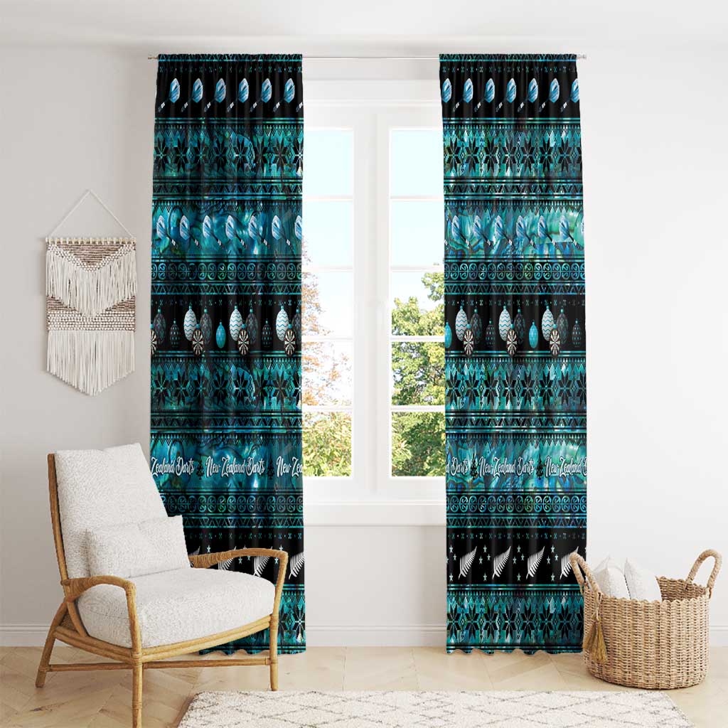 New Zealand Darts Christmas Window Curtain Merry Xmas Aotearoa Maori Paua Shell - Aussie Hoodie