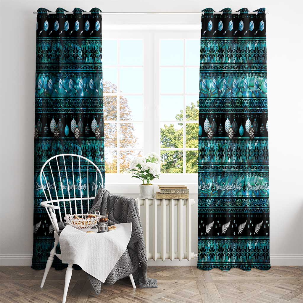 New Zealand Darts Christmas Window Curtain Merry Xmas Aotearoa Maori Paua Shell - Aussie Hoodie