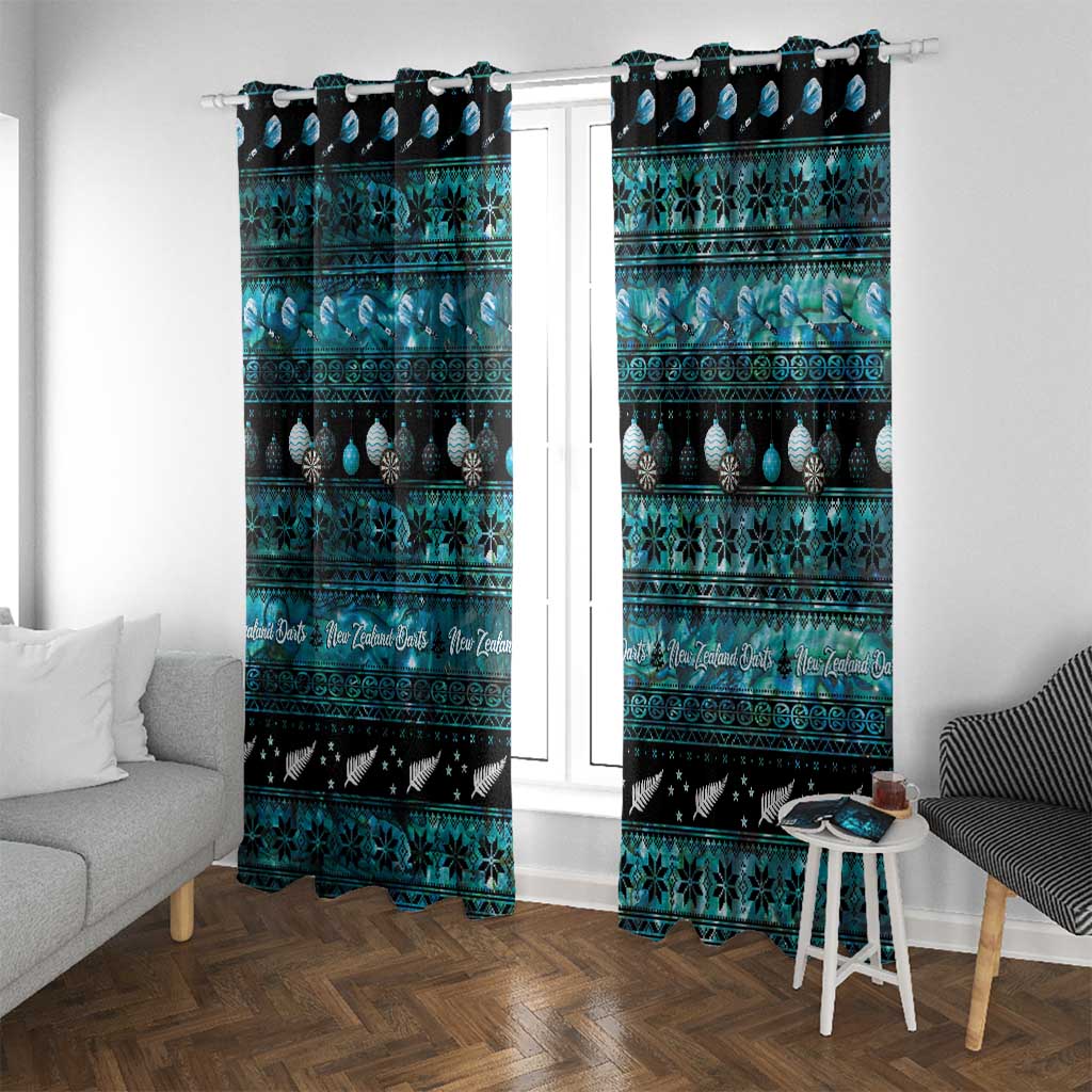 New Zealand Darts Christmas Window Curtain Merry Xmas Aotearoa Maori Paua Shell - Aussie Hoodie