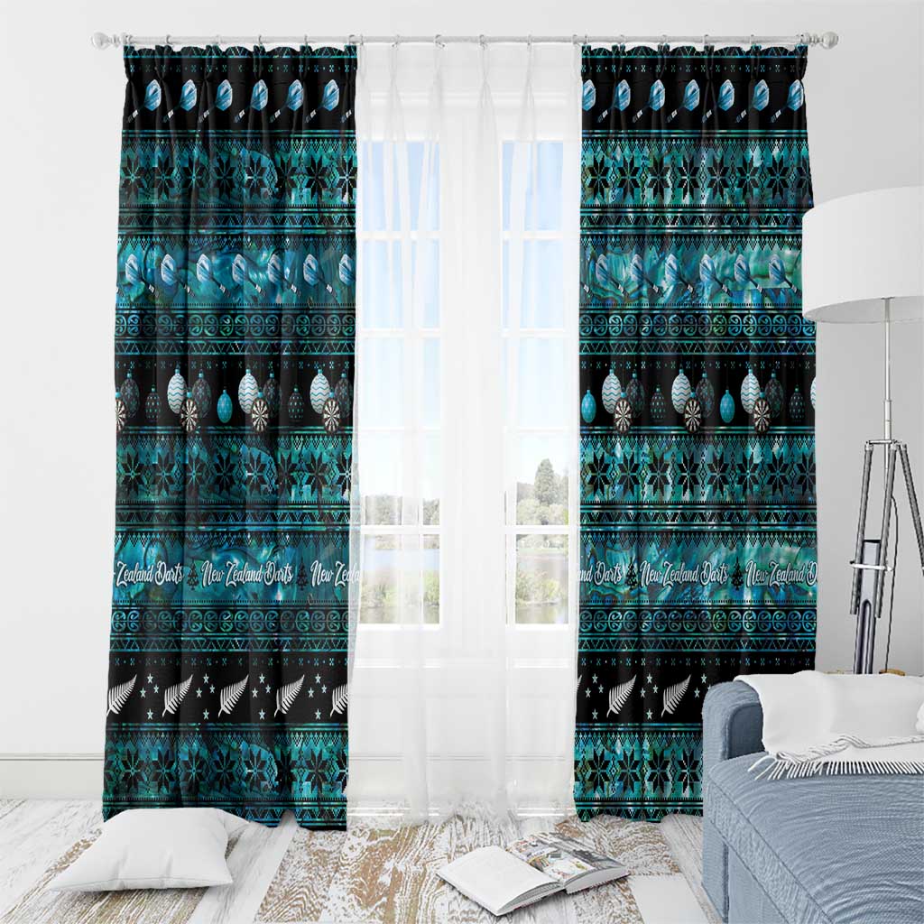 New Zealand Darts Christmas Window Curtain Merry Xmas Aotearoa Maori Paua Shell - Aussie Hoodie