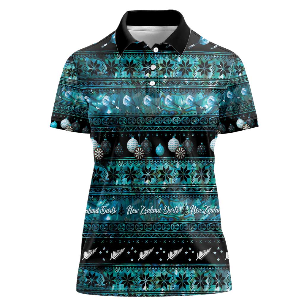 New Zealand Darts Christmas Women Polo Shirt Merry Xmas Aotearoa Maori Paua Shell - Aussie Hoodie