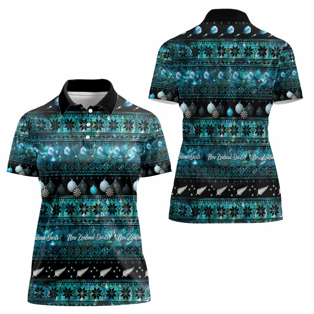 New Zealand Darts Christmas Women Polo Shirt Merry Xmas Aotearoa Maori Paua Shell - Aussie Hoodie