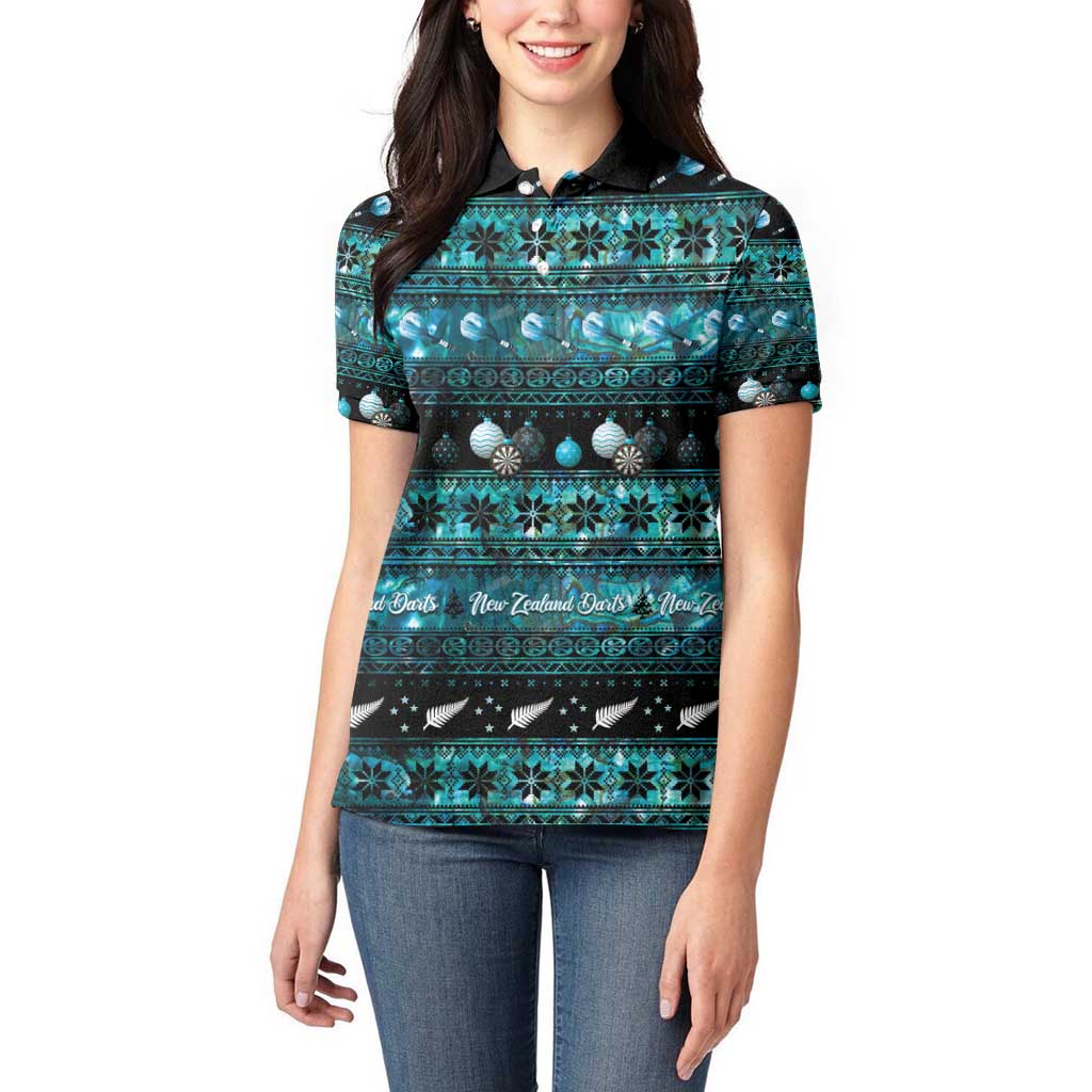 New Zealand Darts Christmas Women Polo Shirt Merry Xmas Aotearoa Maori Paua Shell - Aussie Hoodie