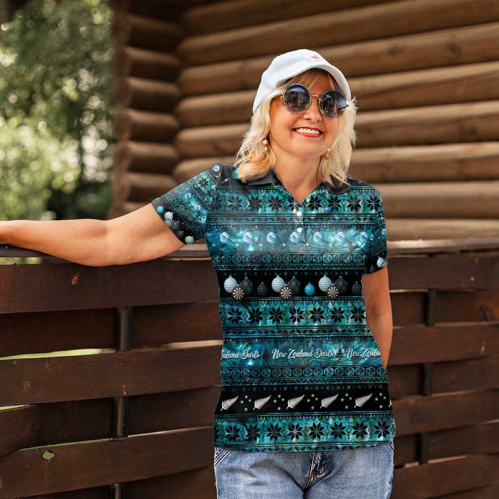 New Zealand Darts Christmas Women Polo Shirt Merry Xmas Aotearoa Maori Paua Shell - Aussie Hoodie