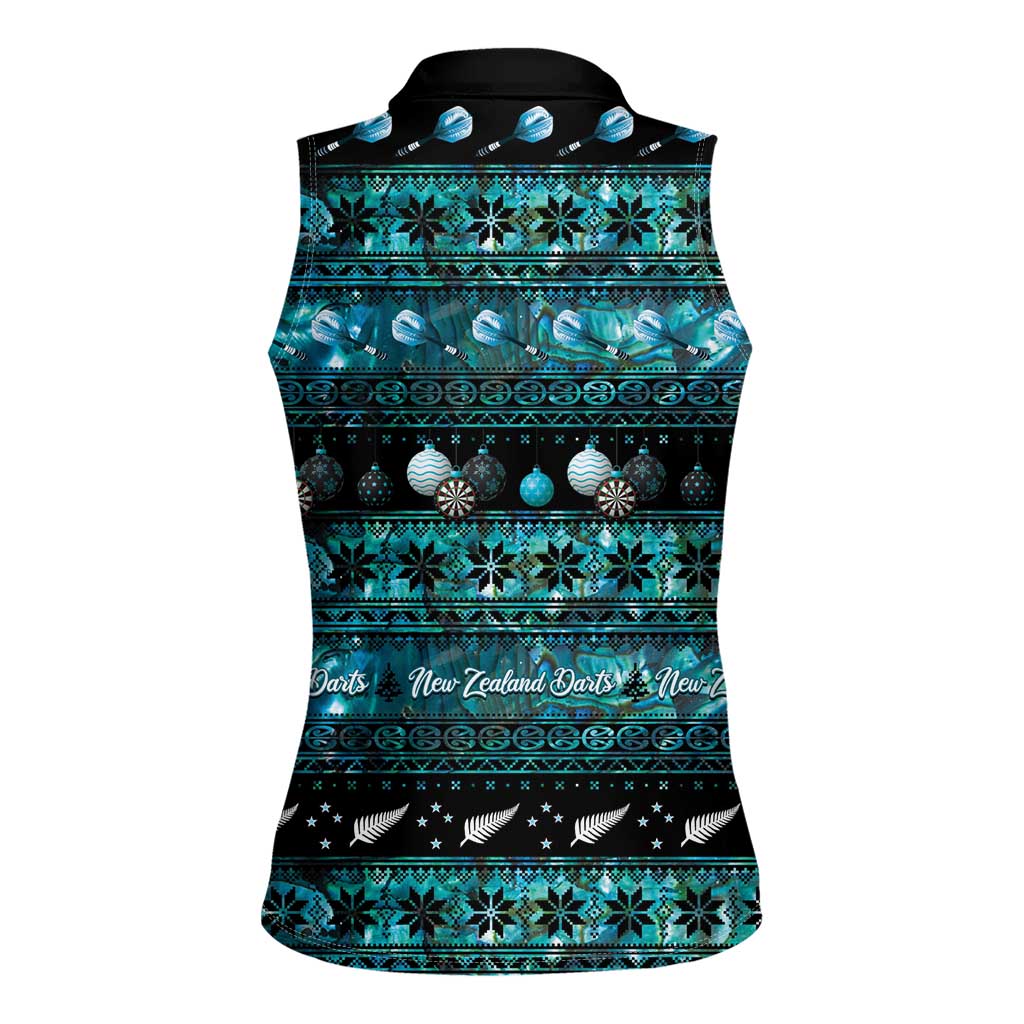 New Zealand Darts Christmas Women Sleeveless Polo Shirt Merry Xmas Aotearoa Maori Paua Shell - Aussie Hoodie