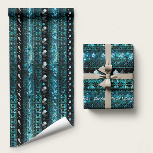 New Zealand Darts Christmas Wrapping Paper Merry Xmas Aotearoa Maori Paua Shell - Aussie Hoodie