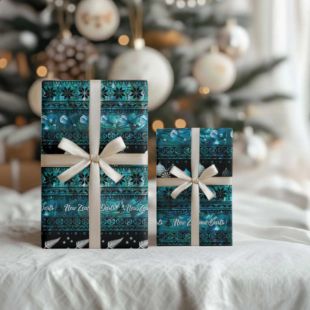 New Zealand Darts Christmas Wrapping Paper Merry Xmas Aotearoa Maori Paua Shell - Aussie Hoodie