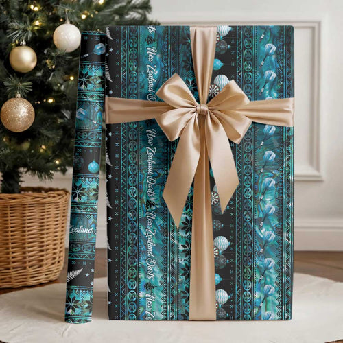 New Zealand Darts Christmas Wrapping Paper Merry Xmas Aotearoa Maori Paua Shell - Aussie Hoodie