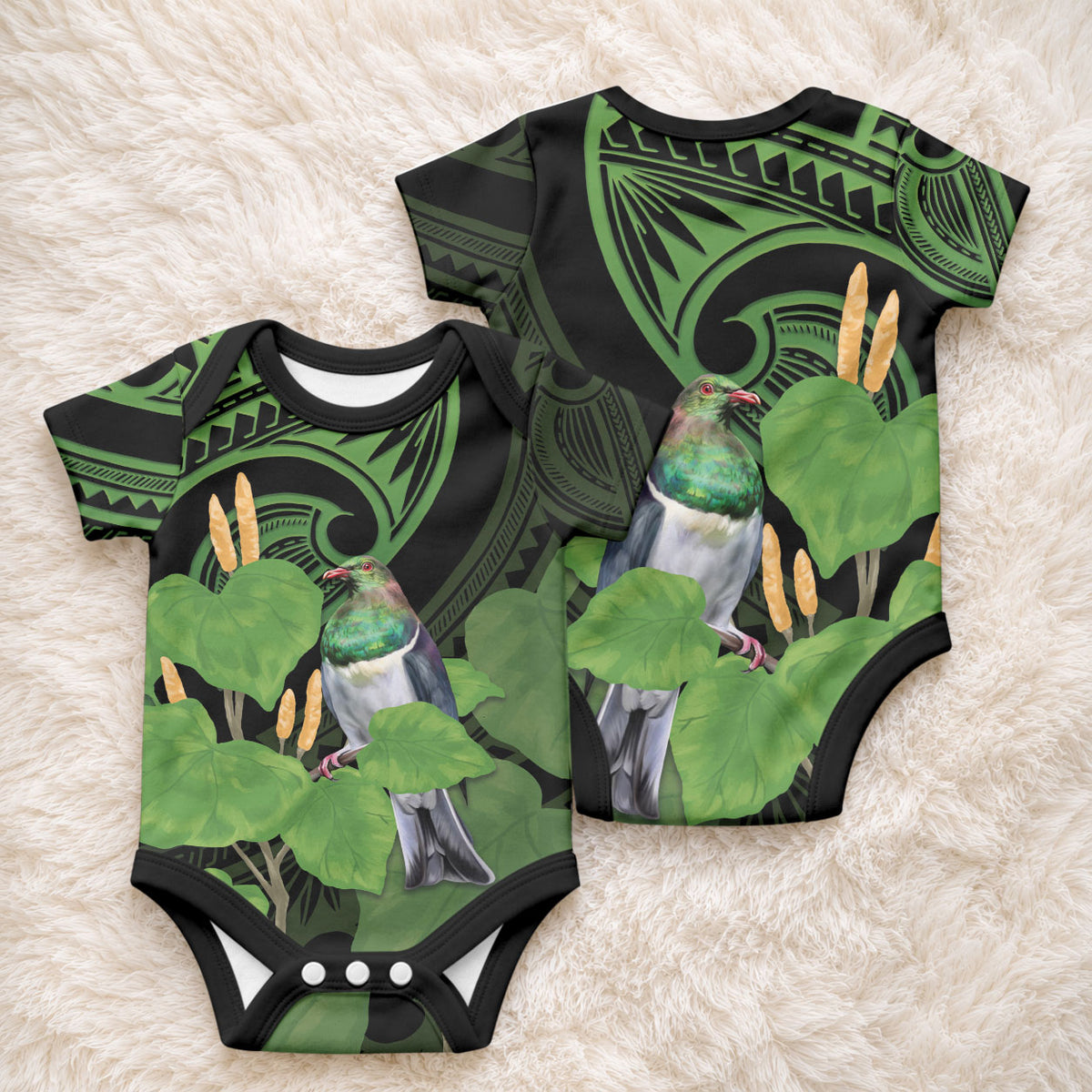 Kawakawa Rongoa Maori Kereru New Zealand Baby Onesie