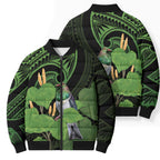 Kawakawa Rongoa Maori Kereru New Zealand Bomber Puffer Jacket