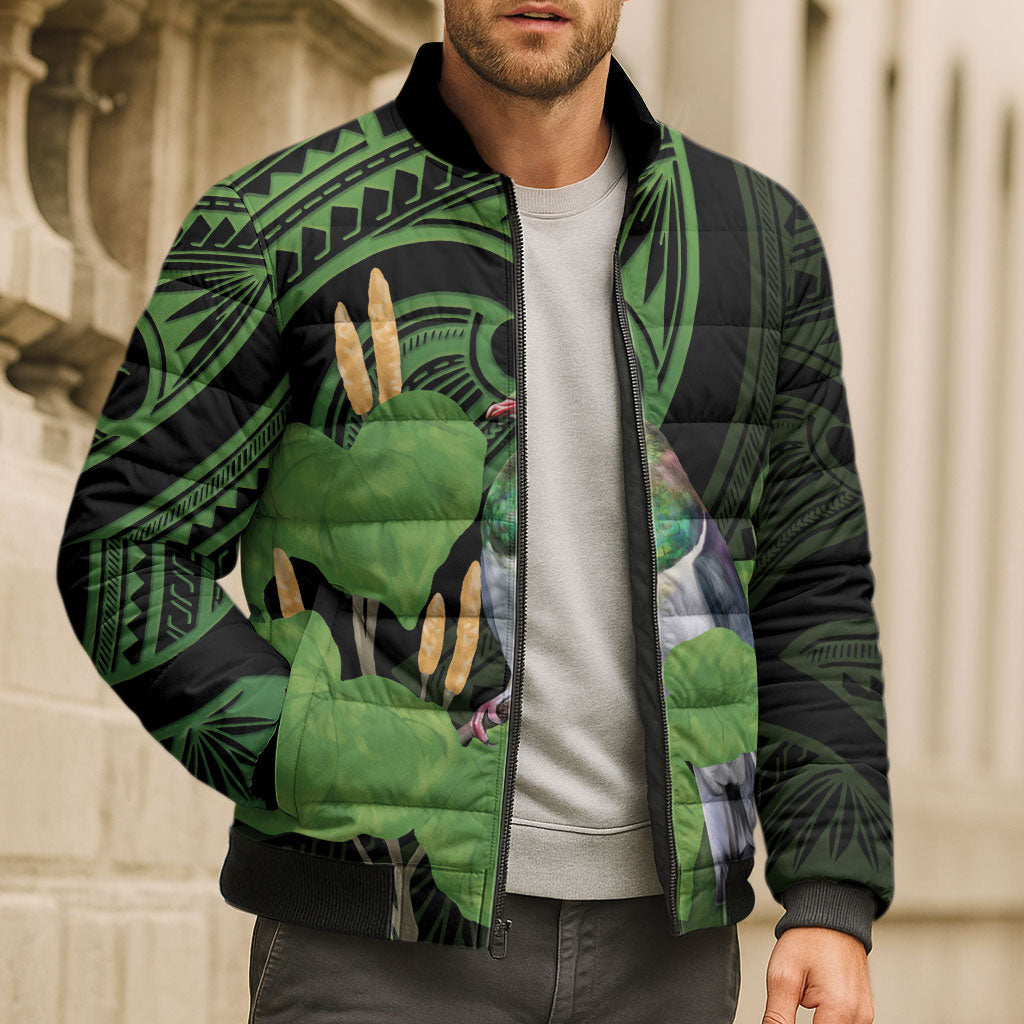 Kawakawa Rongoa Maori Kereru New Zealand Bomber Puffer Jacket