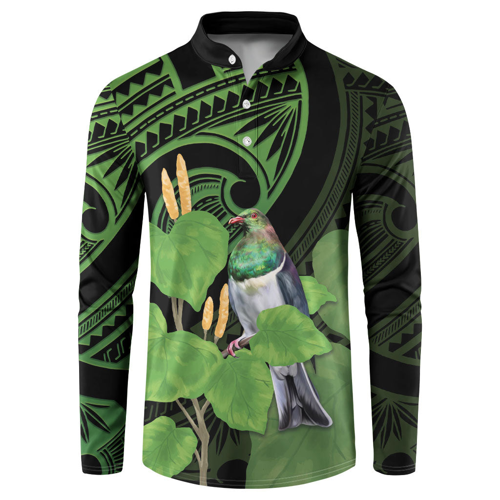 Kawakawa Rongoa Maori Kereru New Zealand Button Sweatshirt