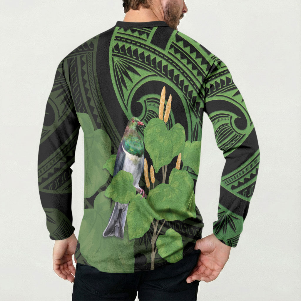 Kawakawa Rongoa Maori Kereru New Zealand Button Sweatshirt