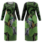 Kawakawa Rongoa Maori Kereru New Zealand Couples Matching Long Sleeve Bodycon Dress and Hawaiian Shirt