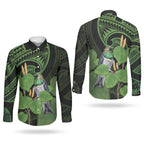 Kawakawa Rongoa Maori Kereru New Zealand Couples Matching Long Sleeve Bodycon Dress and Long Sleeve Button Shirt