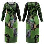 Kawakawa Rongoa Maori Kereru New Zealand Couples Matching Long Sleeve Bodycon Dress and Long Sleeve Button Shirt