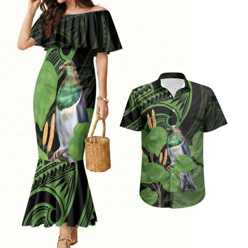 Kawakawa Rongoa Maori Kereru New Zealand Couples Matching Mermaid Dress and Hawaiian Shirt