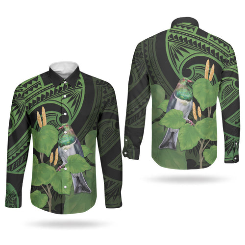 Kawakawa Rongoa Maori Kereru New Zealand Couples Matching Mermaid Dress and Long Sleeve Button Shirt