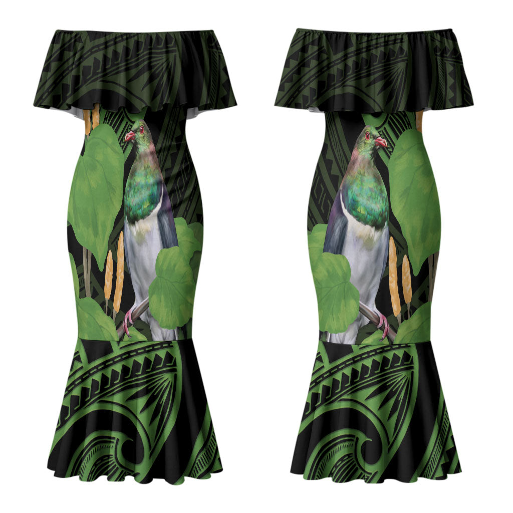 Kawakawa Rongoa Maori Kereru New Zealand Couples Matching Mermaid Dress and Long Sleeve Button Shirt