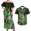 Kawakawa Rongoa Maori Kereru New Zealand Couples Matching Off Shoulder Maxi Dress and Hawaiian Shirt