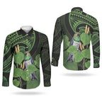 Kawakawa Rongoa Maori Kereru New Zealand Couples Matching Off Shoulder Maxi Dress and Long Sleeve Button Shirt