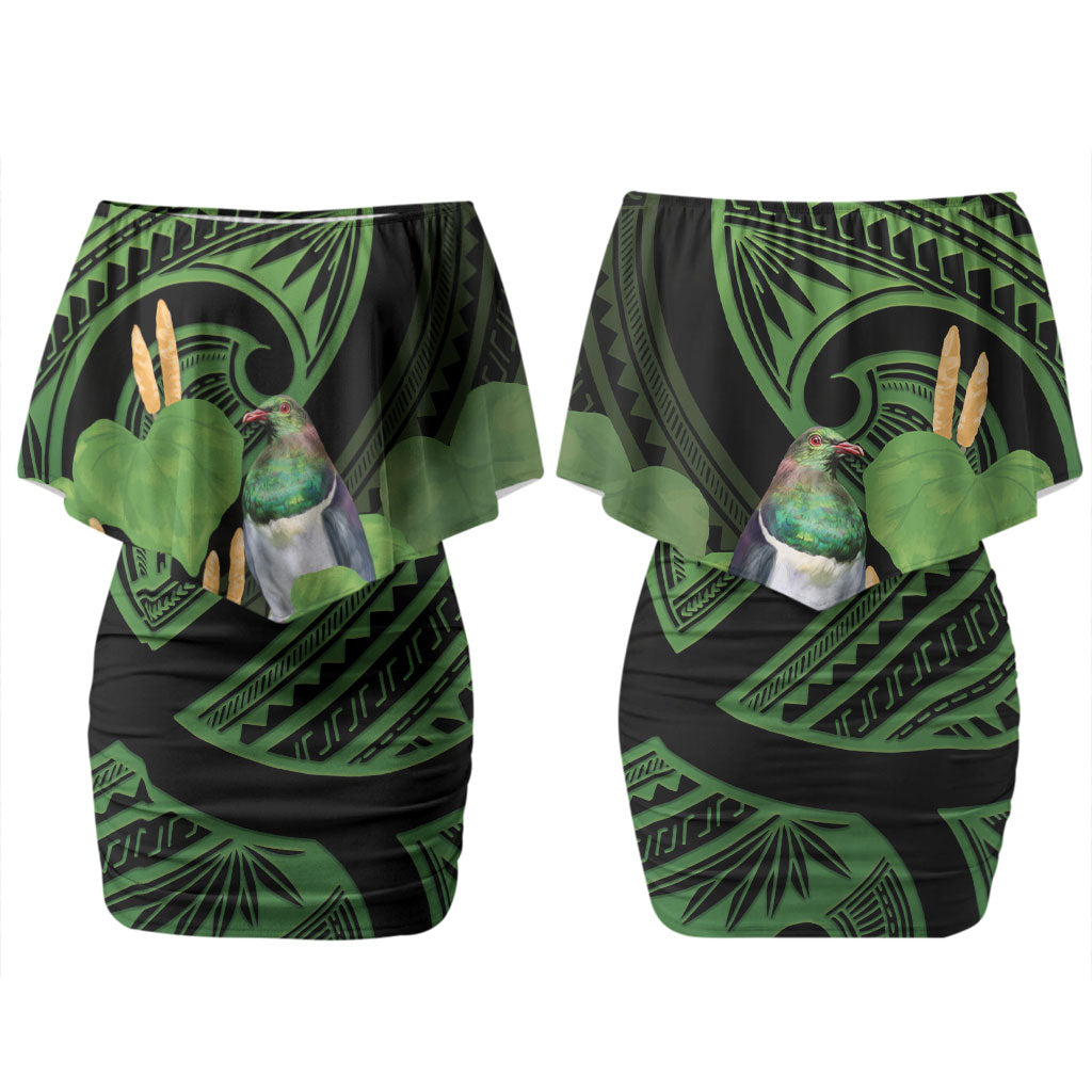 Kawakawa Rongoa Maori Kereru New Zealand Couples Matching Off Shoulder Short Dress and Hawaiian Shirt