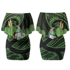 Kawakawa Rongoa Maori Kereru New Zealand Couples Matching Off Shoulder Short Dress and Long Sleeve Button Shirt