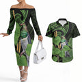 Kawakawa Rongoa Maori Kereru New Zealand Couples Matching Off The Shoulder Long Sleeve Dress and Hawaiian Shirt