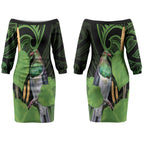 Kawakawa Rongoa Maori Kereru New Zealand Couples Matching Off The Shoulder Long Sleeve Dress and Long Sleeve Button Shirt