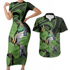 Kawakawa Rongoa Maori Kereru New Zealand Couples Matching Short Sleeve Bodycon Dress and Hawaiian Shirt