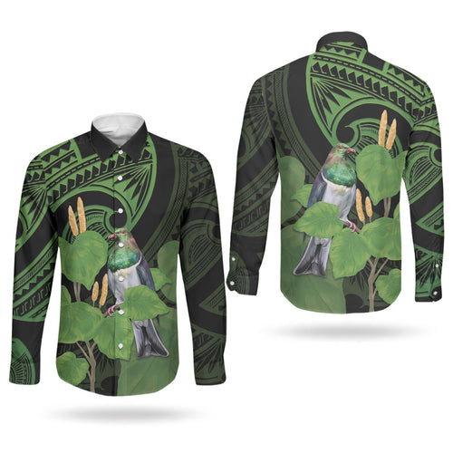 Kawakawa Rongoa Maori Kereru New Zealand Couples Matching Short Sleeve Bodycon Dress and Long Sleeve Button Shirt