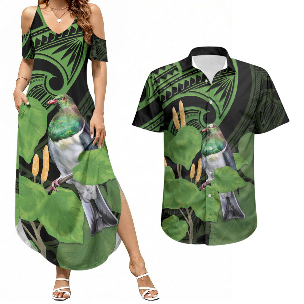 Kawakawa Rongoa Maori Kereru New Zealand Couples Matching Summer Maxi Dress and Hawaiian Shirt