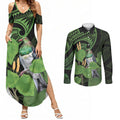 Kawakawa Rongoa Maori Kereru New Zealand Couples Matching Summer Maxi Dress and Long Sleeve Button Shirt