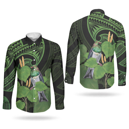 Kawakawa Rongoa Maori Kereru New Zealand Couples Matching Summer Maxi Dress and Long Sleeve Button Shirt