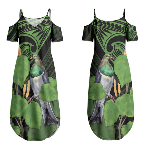 Kawakawa Rongoa Maori Kereru New Zealand Couples Matching Summer Maxi Dress and Long Sleeve Button Shirt