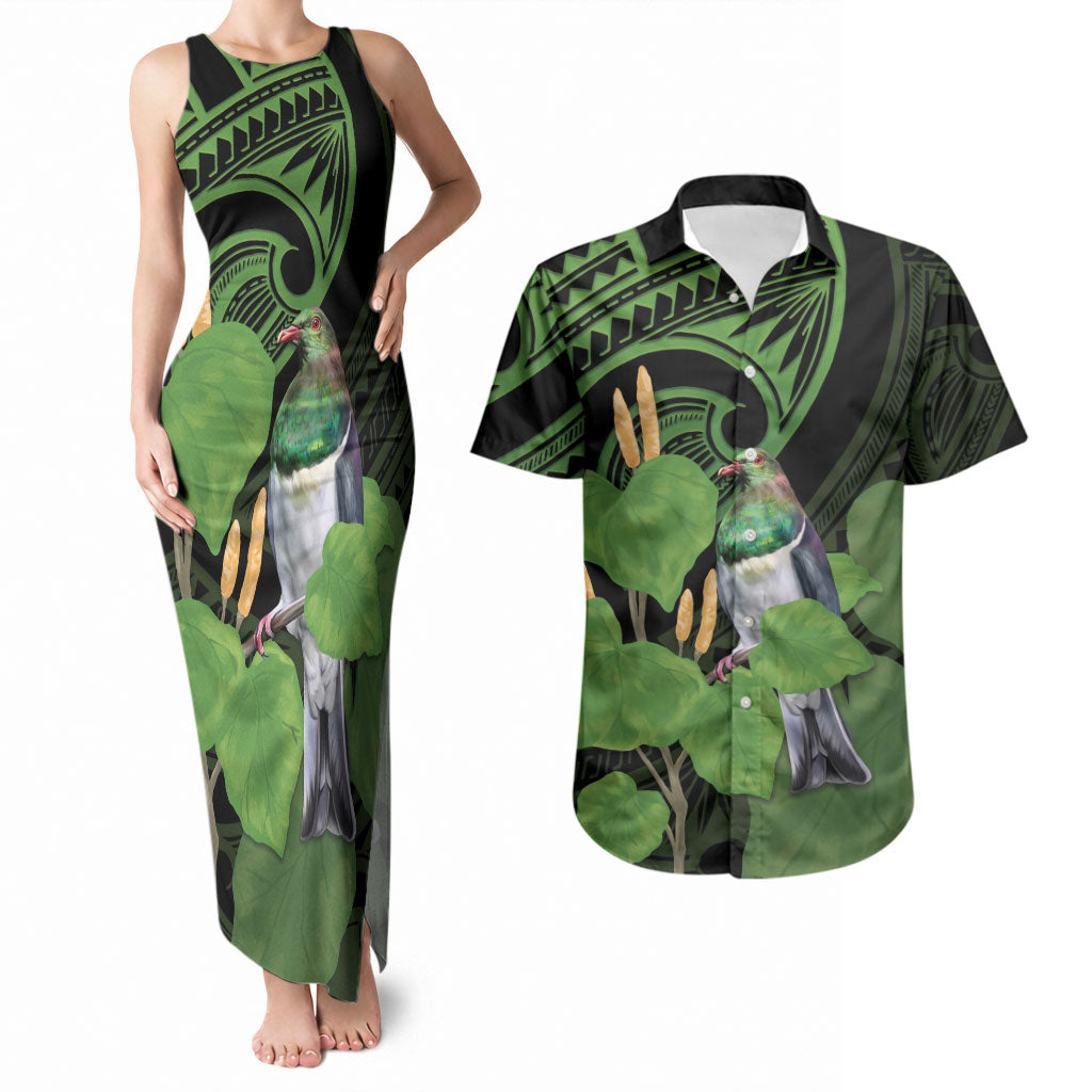Kawakawa Rongoa Maori Kereru New Zealand Couples Matching Tank Maxi Dress and Hawaiian Shirt