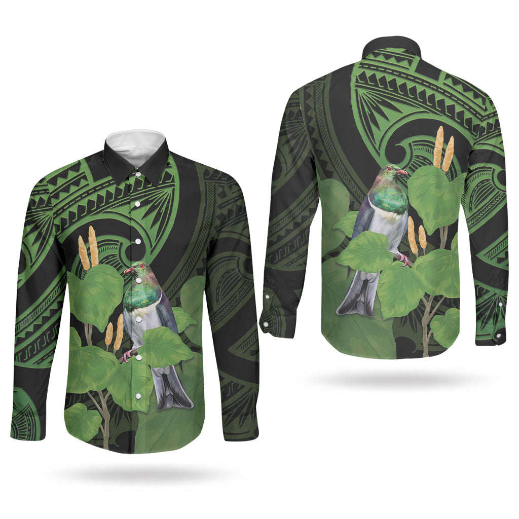 Kawakawa Rongoa Maori Kereru New Zealand Couples Matching Tank Maxi Dress and Long Sleeve Button Shirt