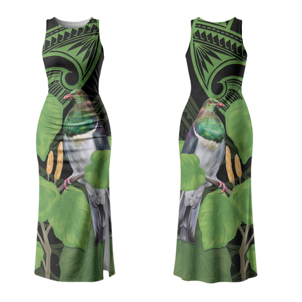 Kawakawa Rongoa Maori Kereru New Zealand Couples Matching Tank Maxi Dress and Long Sleeve Button Shirt