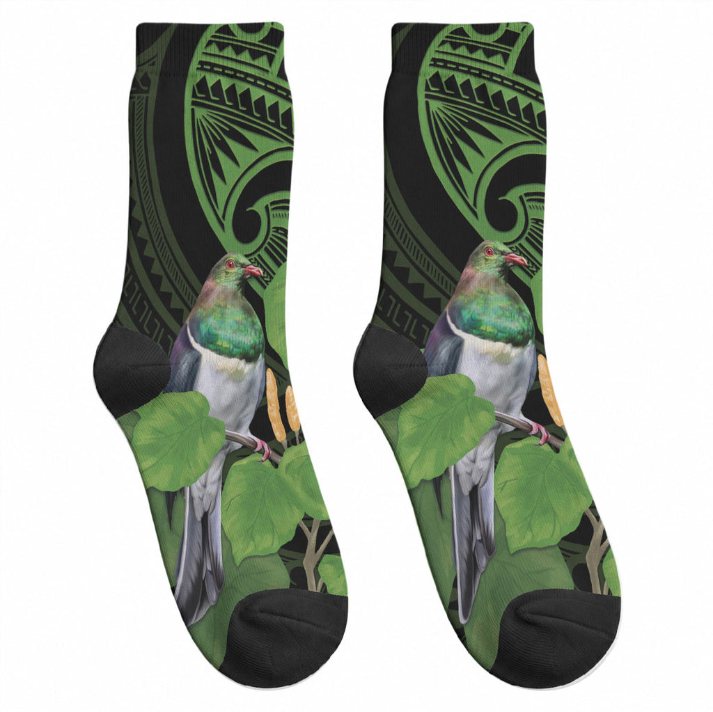 Kawakawa Rongoa Maori Kereru New Zealand Crew Socks