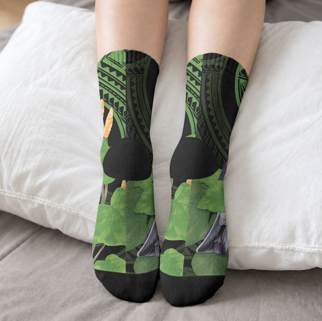 Kawakawa Rongoa Maori Kereru New Zealand Crew Socks