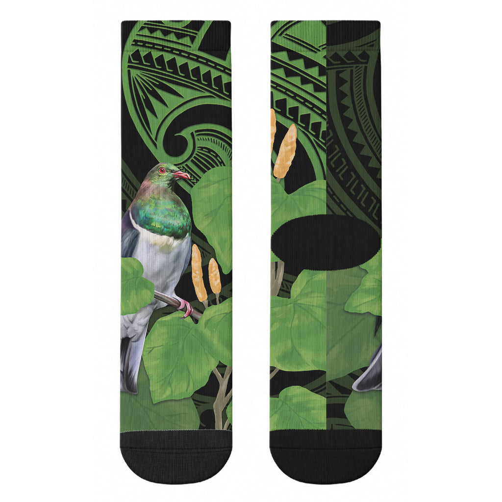 Kawakawa Rongoa Maori Kereru New Zealand Crew Socks