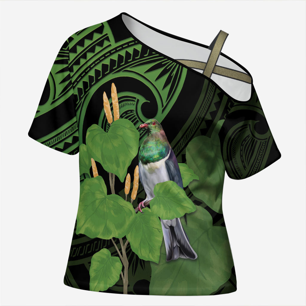 Kawakawa Rongoa Maori Kereru New Zealand Cross Shoulder Shirt