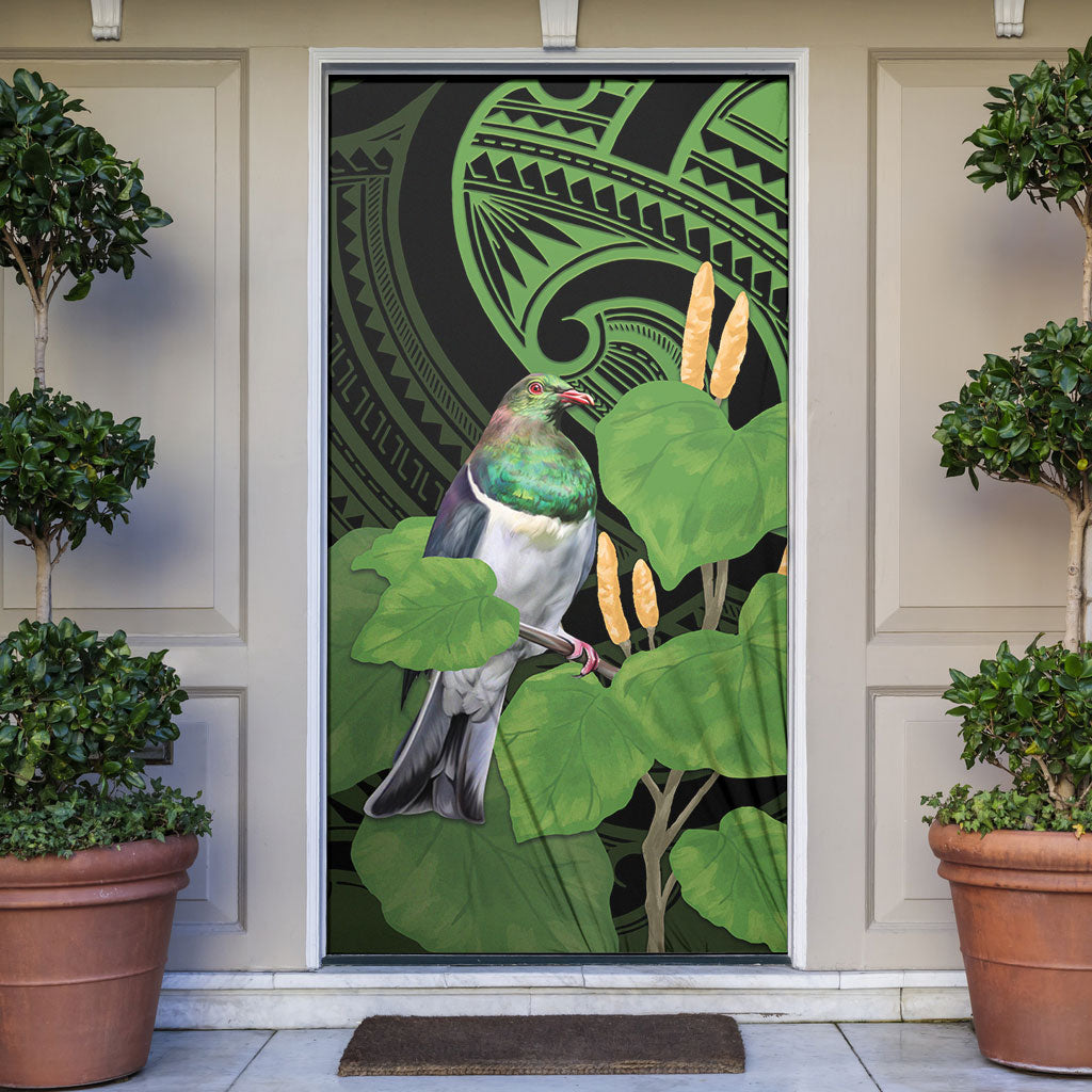 Kawakawa Rongoa Maori Kereru New Zealand Door Cover