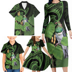 Kawakawa Rongoa Maori Kereru New Zealand Family Matching Long Sleeve Bodycon Dress and Hawaiian Shirt